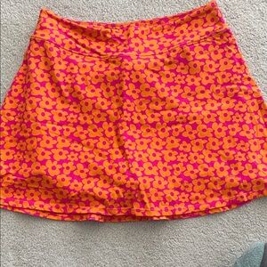 Bright Pink and Orange Floral A-Line Athletic Skirt